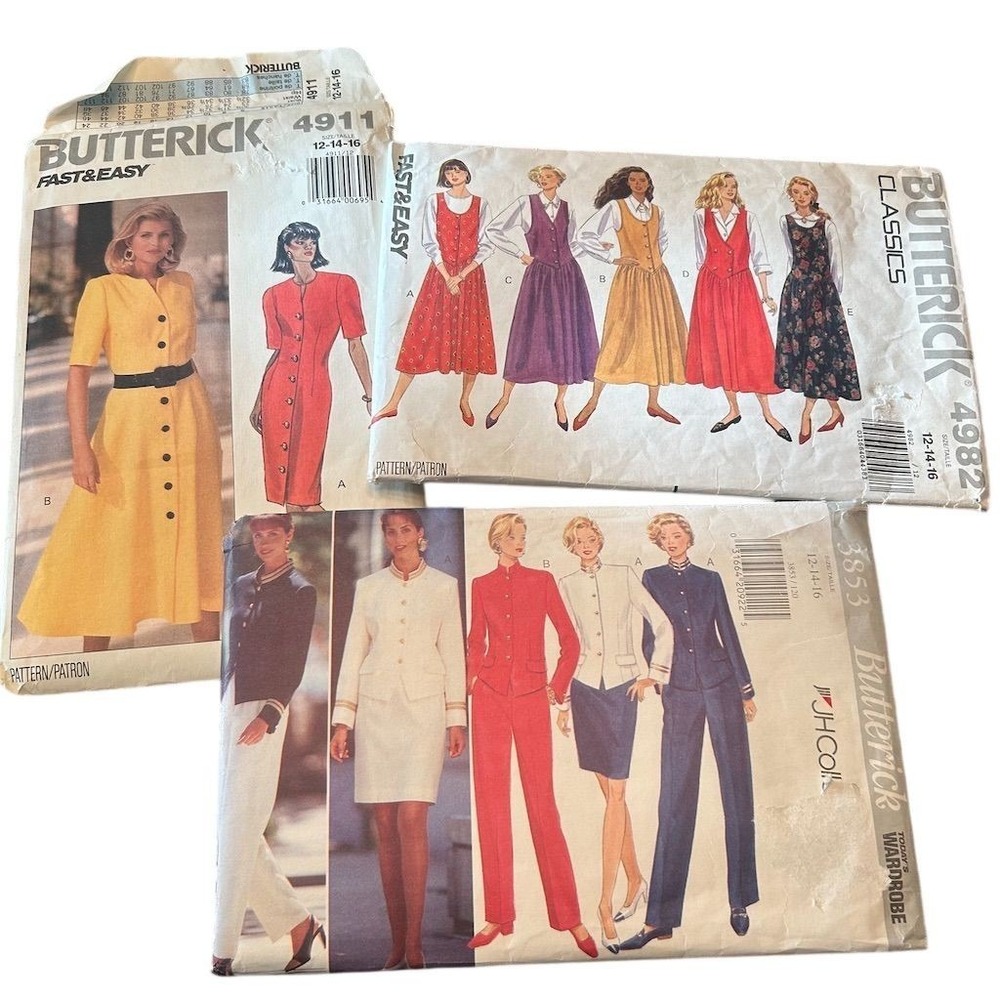 Vintage Butterick Sewing Pattern Lot Dresses Jackets Skirts Pants Uncut